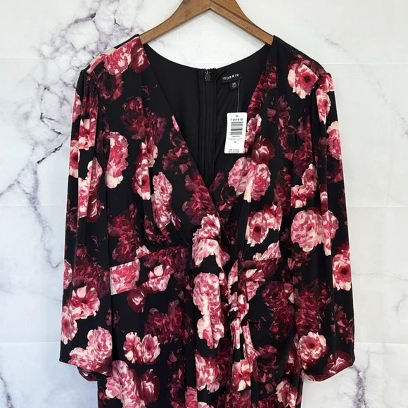 TORRID Maxi Studio Knit Hi-Low Dress Multi Floral Size 20 - Picture 10 of 16